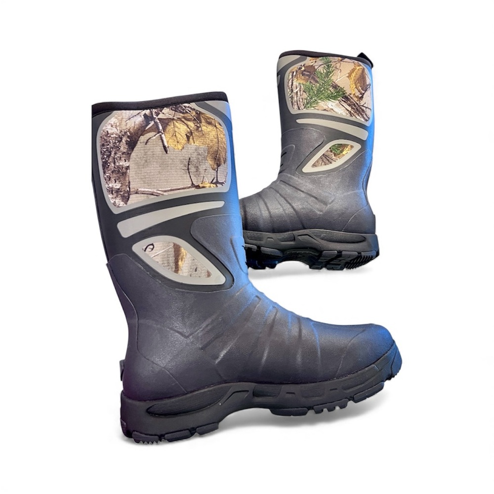 Camouflage and Black Outdoor Boots